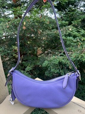 Coach Luna Violet Pebble Leather Shoulder Bag